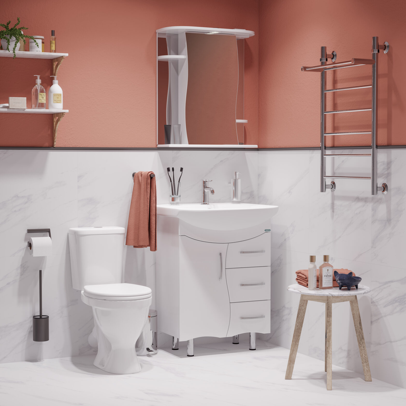 Тумба под раковину напольная Santek Лира 65 611х720х336 мм белая LRSACW65015F1