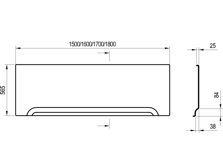 Передняя панель Ravak U 160 универсальная белая CZ001S0A00