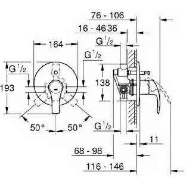 Душевая система 5 в 1 GROHE Eurosmart с верхним душем Tempesta 210 хром 124440