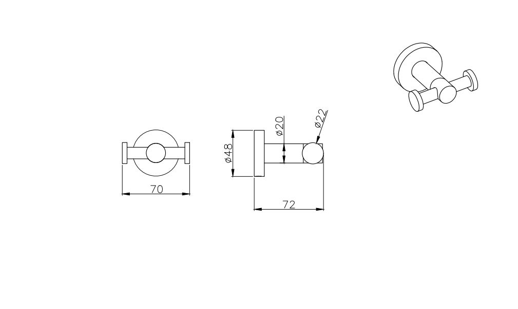 Крючок двойной Aquatek Вега матовый черный AQ4002MB