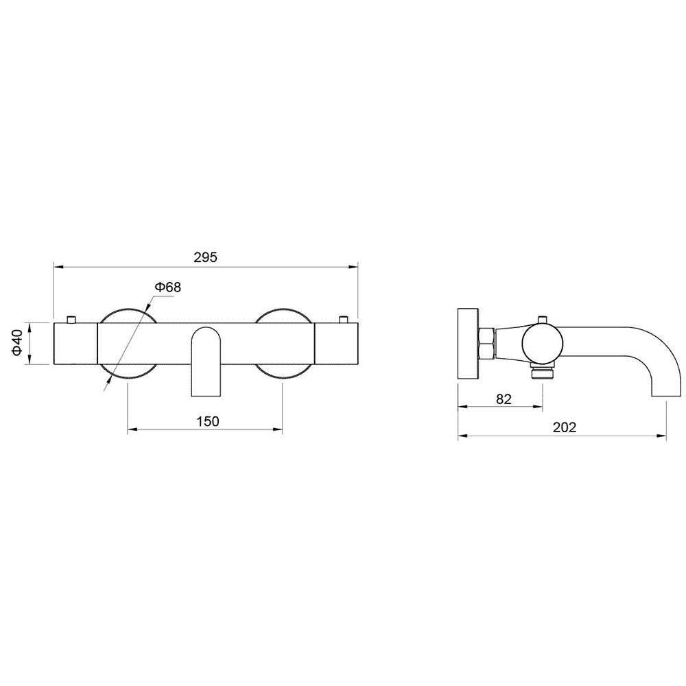 Смеситель для ванны термостатический Aquanet Европа оружейная сталь AQ1343BGM