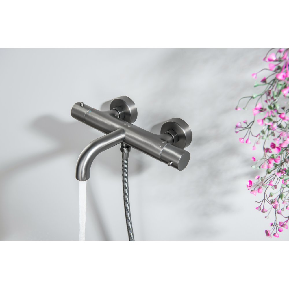 Смеситель для ванны термостатический Aquanet Европа оружейная сталь AQ1343BGM