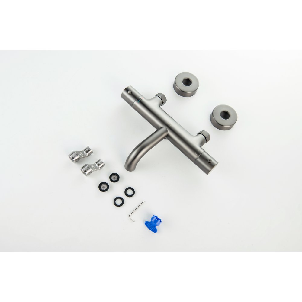 Смеситель для ванны термостатический Aquanet Европа оружейная сталь AQ1343BGM