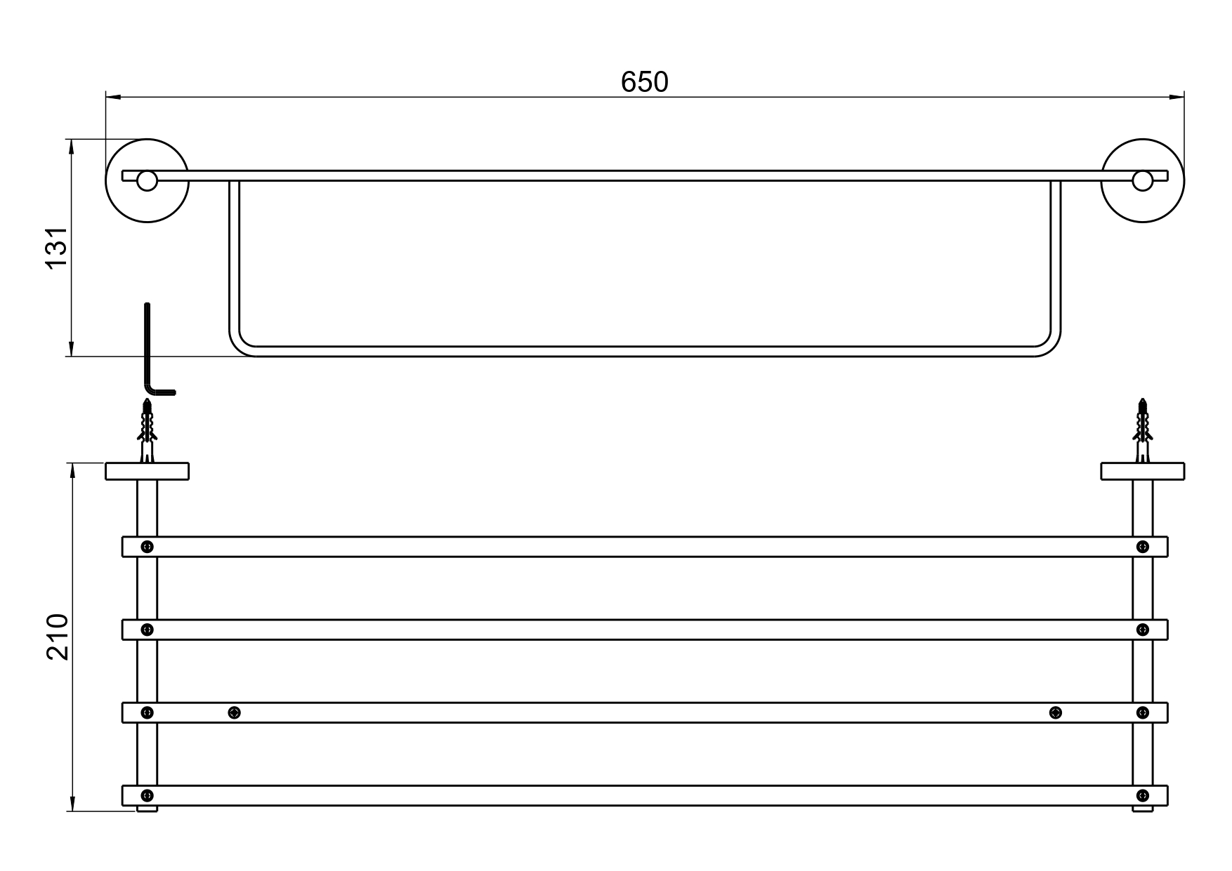 Полка для полотенец Aquanet БЕТТА оружейная сталь AQ4615BGM