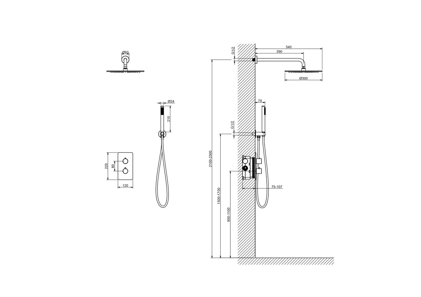 Душевой комплект 3 в 1 Aquanet Европа 2 режима шлифованное золото AQ1376BG
