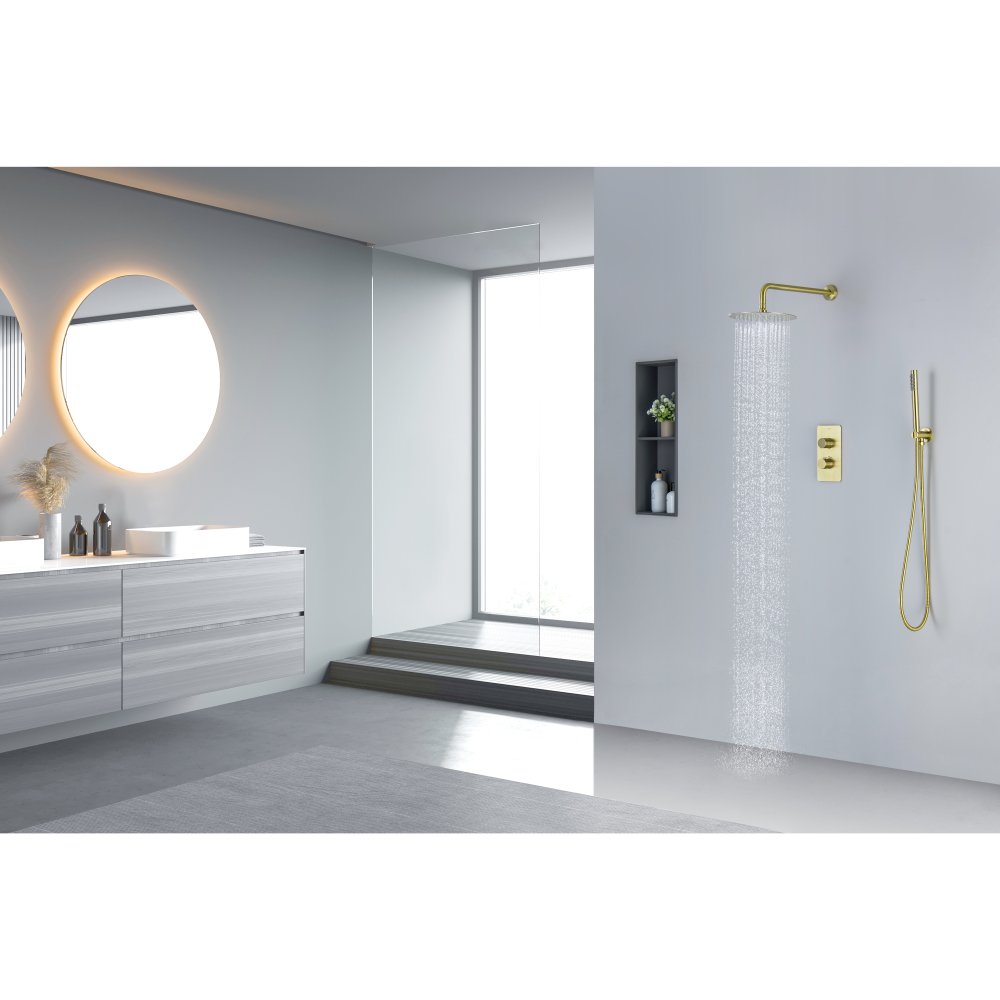 Душевой комплект 3 в 1 Aquanet Европа 2 режима шлифованное золото AQ1376BG