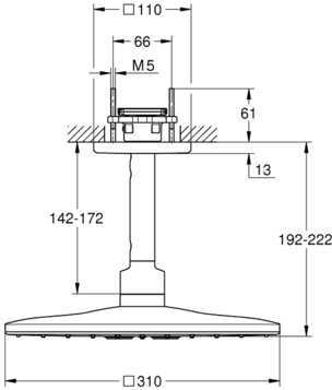 Верхний душ GROHE Rainshower SmartActive 310 Cube с кронштейном 142 мм 2 режима хром 26481000