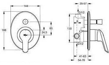 Смеситель для ванны Ideal Standard Balance встраиваемый внешняя часть A6997AA