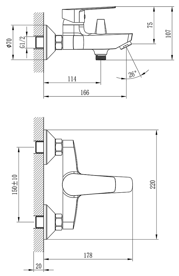 Смеситель для ванны Rossinka Silvermix S35-31 с коротким изливом хром S35-31