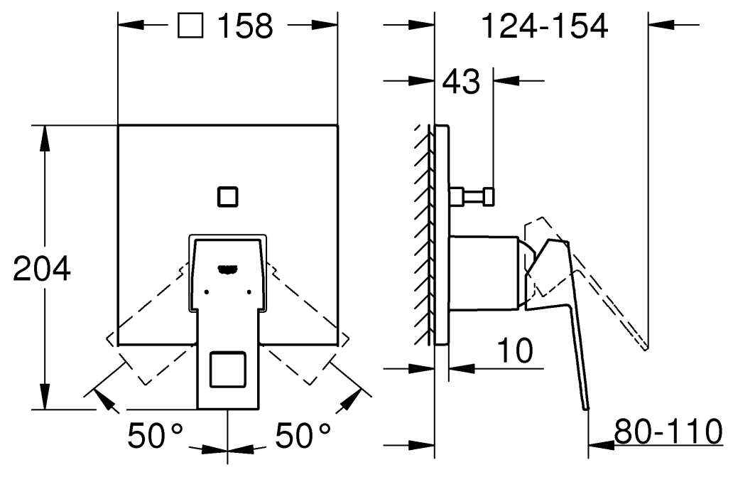 Смеситель для ванны GROHE Eurocube однорычажный хром 24062000