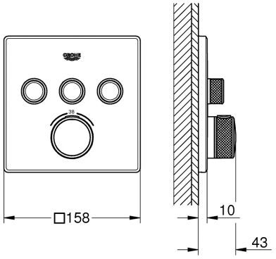 Термостат для душа GROHE Grohtherm SmartControl внешняя часть на 3 выхода хром 29126000