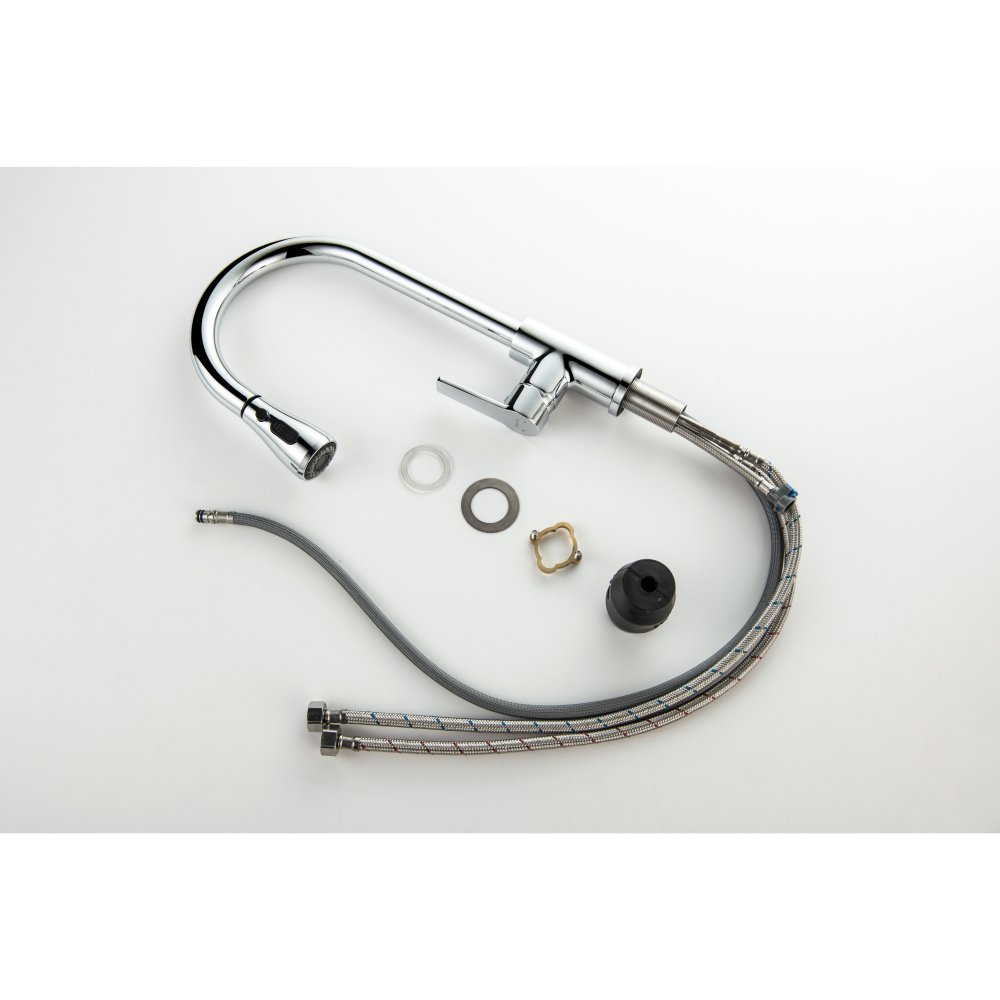 Смеситель для кухни Aquanet Лугано с вытяжным изливом 2jet хром AQ1784CR