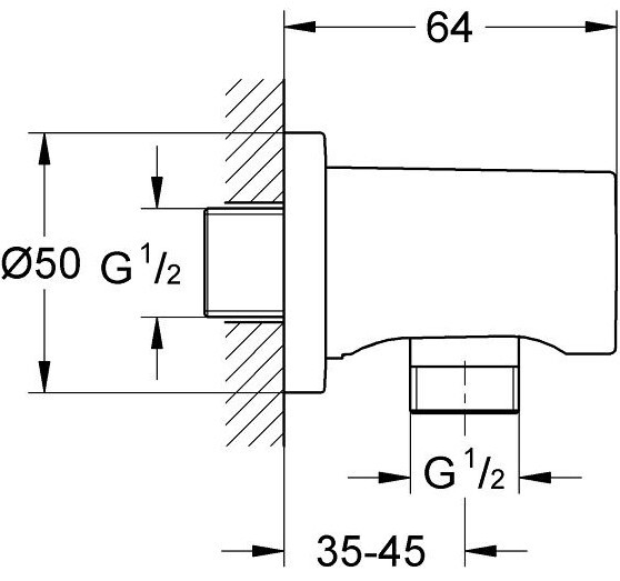 Шланговое подсоединение GROHE Rainshower DN 15 фантомный черный 22118KF0