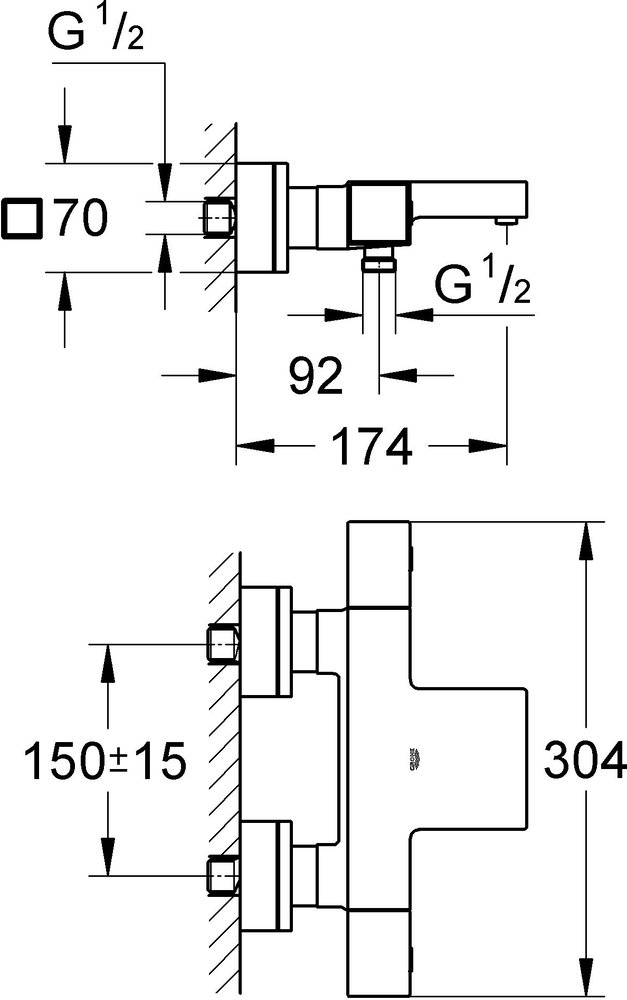 Смеситель термостатический для ванны Grohe Grohtherm Cube хром 34497000