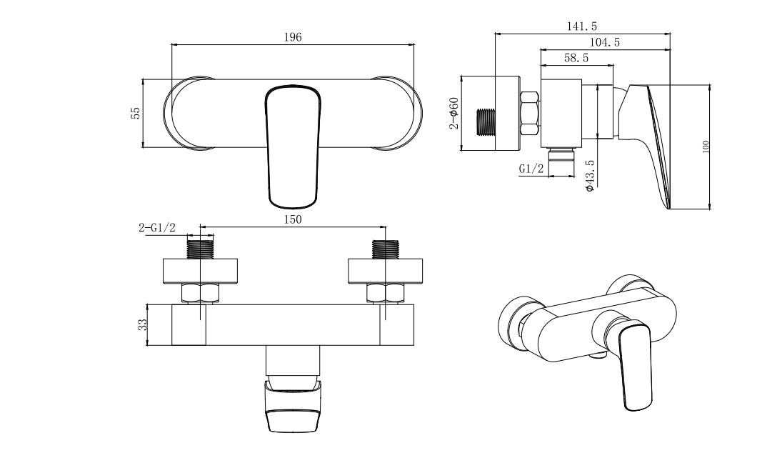 Смеситель для душа Aquatek Вега хром AQ1060CR
