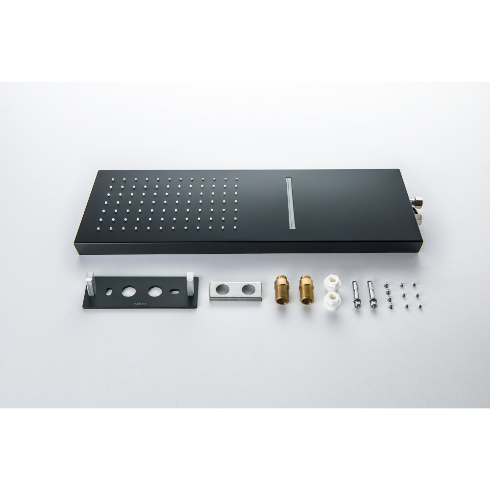 Верхний душ настенный Aquanet 2 jet 550x170x30 мм матовый черный AQ2085MB