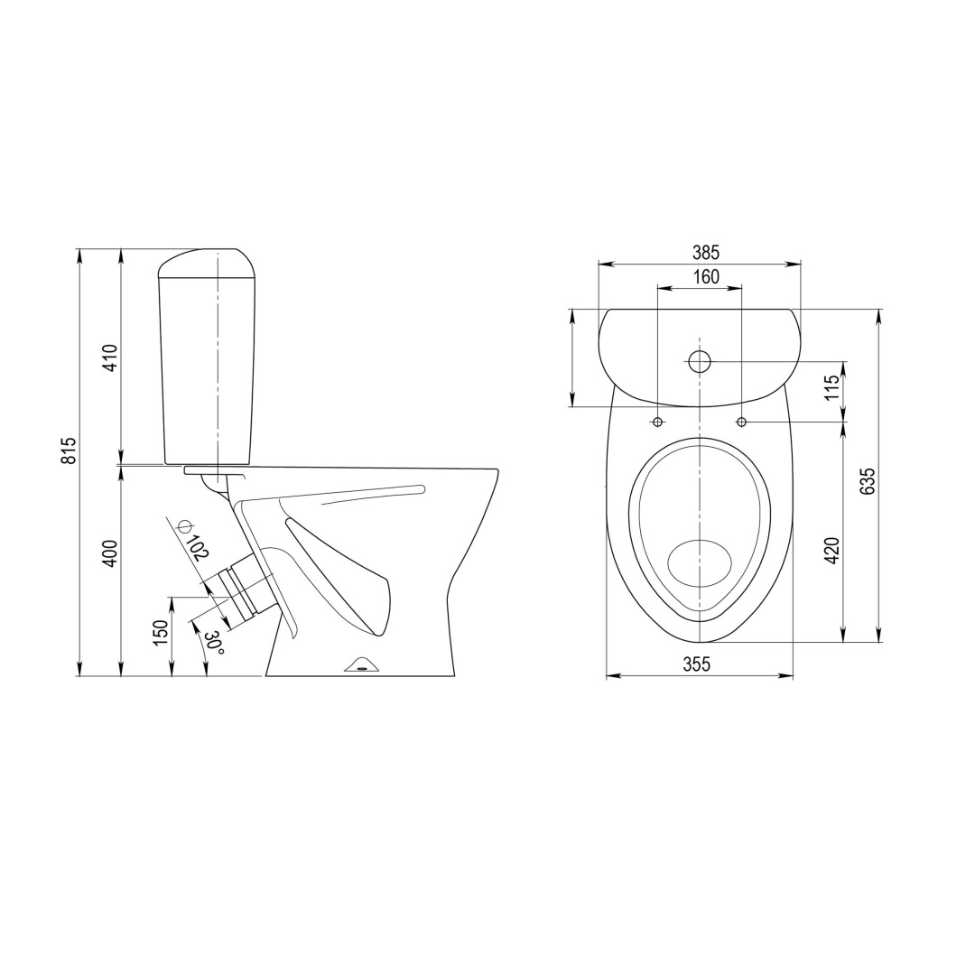 Унитаз-компакт Sanita Версия белый сиденье полипропилен косой выпуск 1.P401.5.S00.00B.F
