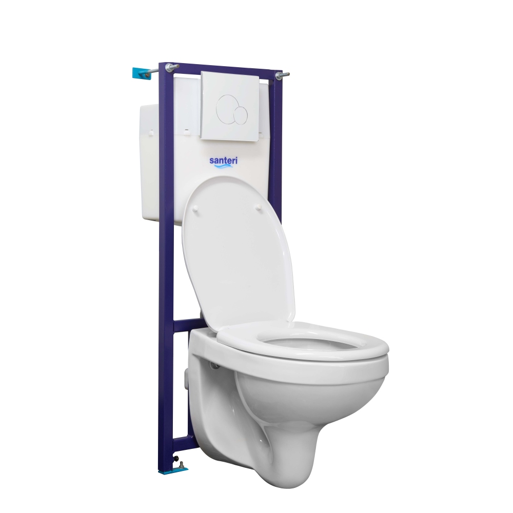 Комплект инсталляция с унитазом Santek Альфа комфорт сиденье микролифт белая панель 1.3816.4.S00.00B.2