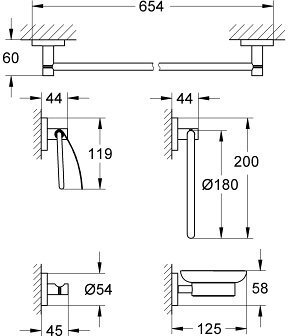 Набор аксессуаров для ванной Grohe Essentials 5 в 1 хром 40344001
