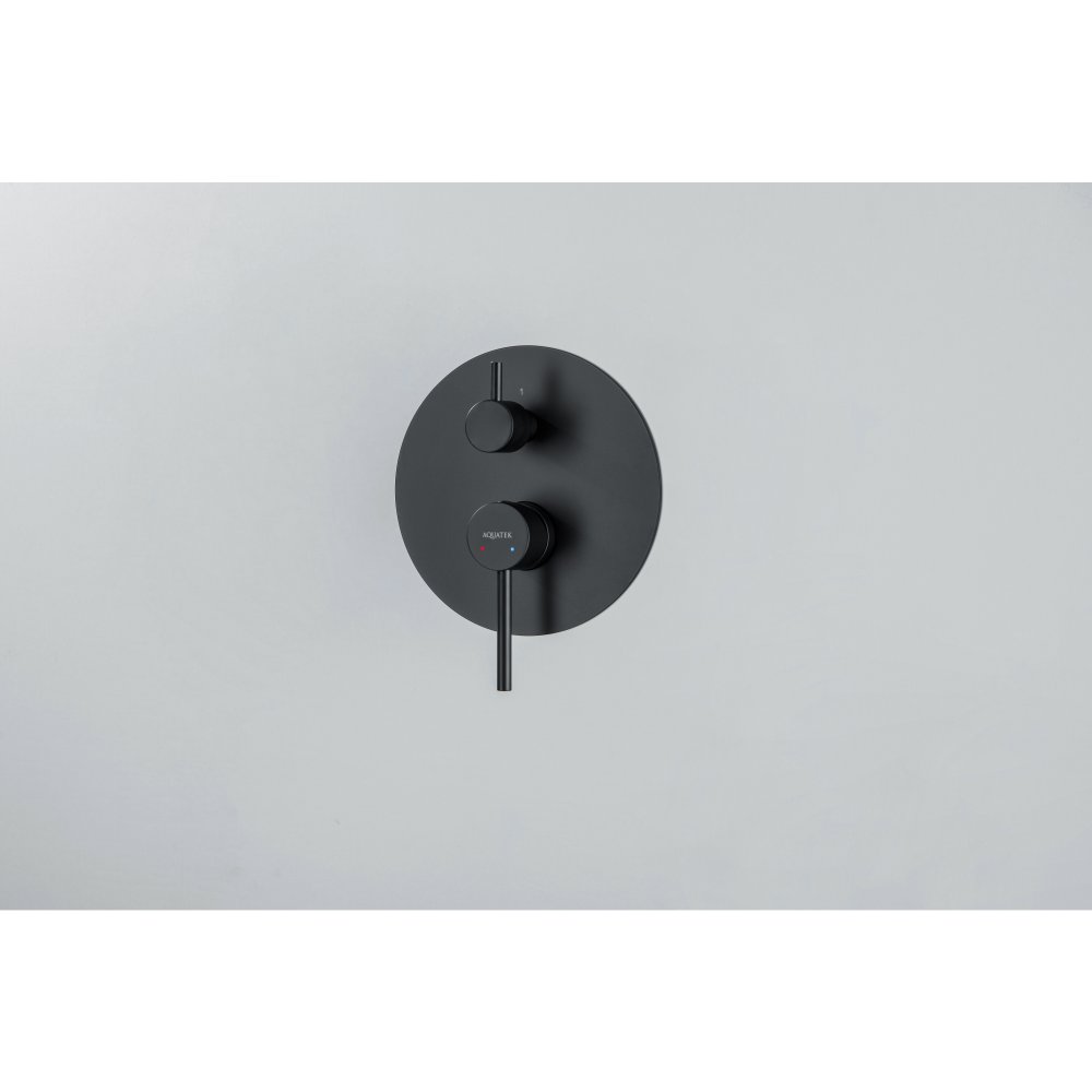 Смеситель для ванны встраиваемый Aquanet Европа 2 режима внешняя и скрытая часть матовый черный AQ1346MB