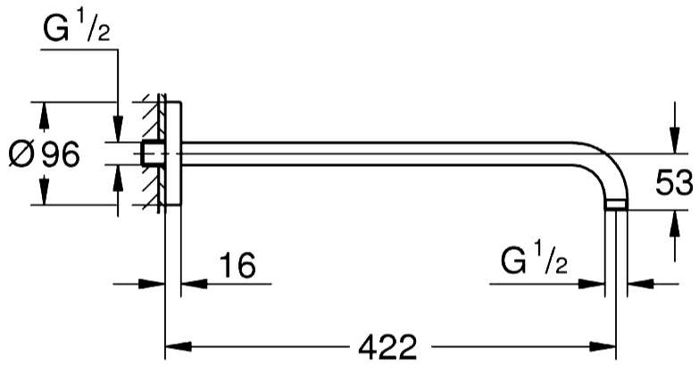 Душевой кронштейн GROHE Rainshower 450 мм хром 26146000
