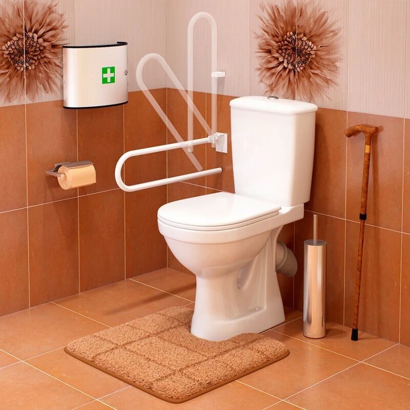 Унитаз-компакт Sanita Luxe Персона Стандарт с откидным поручнем нижний подвод косой выпуск 42301120012