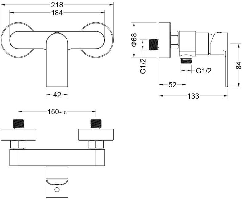Набор смесителей 3 в 1 Aquanet Лира Set (AQ1410CR+AQ1460CR+AQ2018CR) хром AQ1431CR