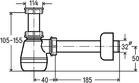 Сифон для биде Viega пластик 1 1/4 x 32 мм белый 120337
