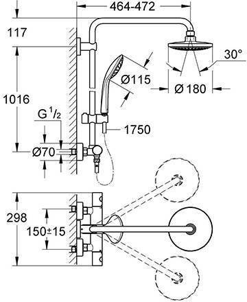 Душевая система GROHE Euphoria 180 с термостатом хром 27296001