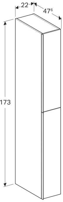 Шкаф-пенал Geberit Acanto 220х1730х476 мм лавовое стекло 500.638.JK.2