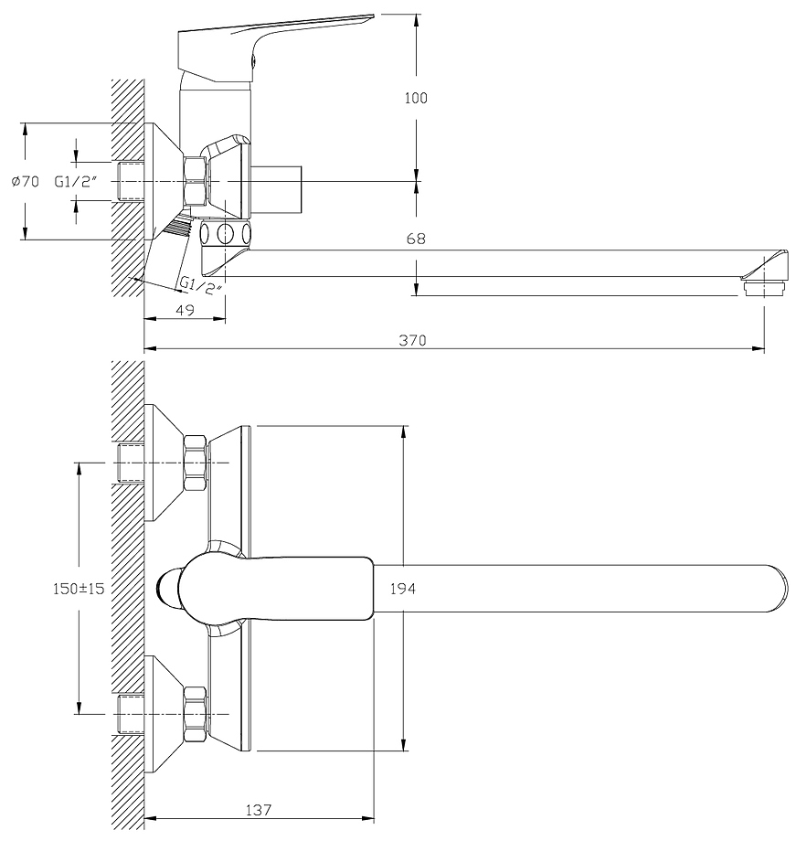 Смеситель для ванны Rossinka Silvermix RS27-33 с плоским изливом 350 мм хром RS27-33