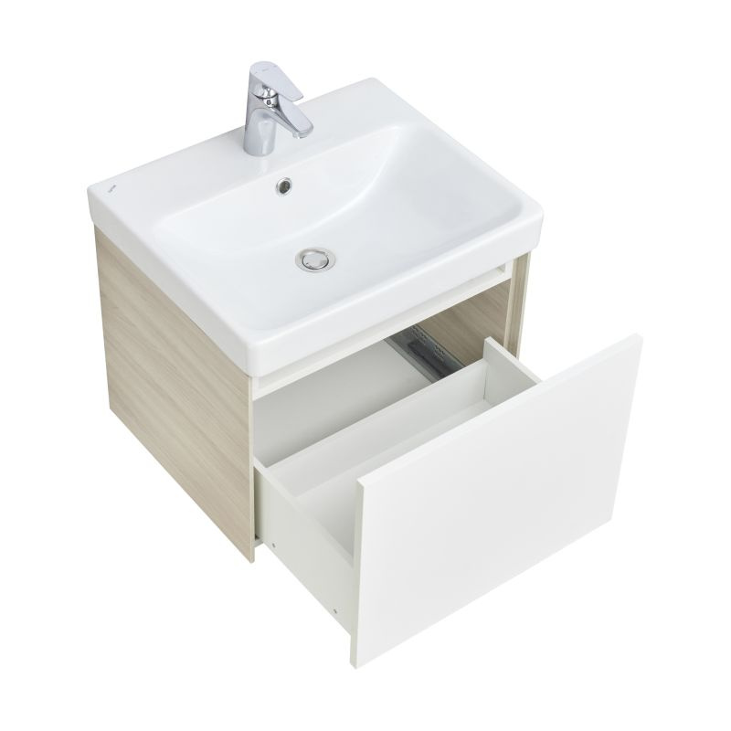 Комплект мебели для ванной Aquaton Асти 55 Белый/Ясень шимо с раковиной Адриана 55 1A2631K0AXD70