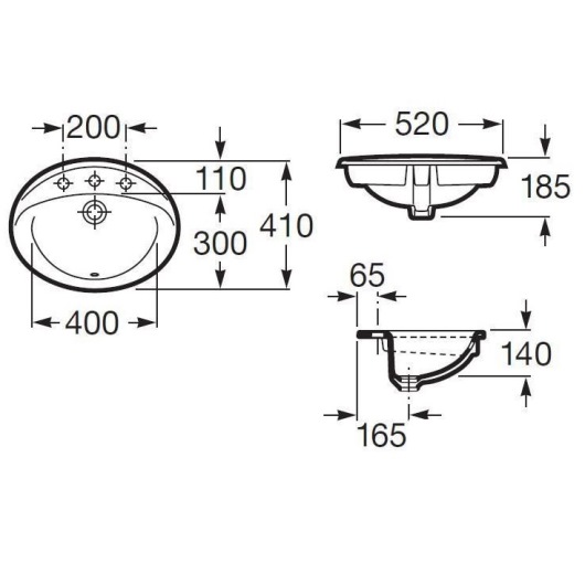Раковина встраиваемая сверху Roca Adora 52х41 см 327204000