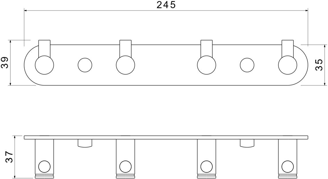 Планка с 4 крючками Aquanet Europa хром AQ4123CR