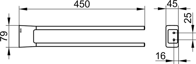 Полотенцедержатель двойной Keuco Aveno 450 мм неповоротный хром 14618010000