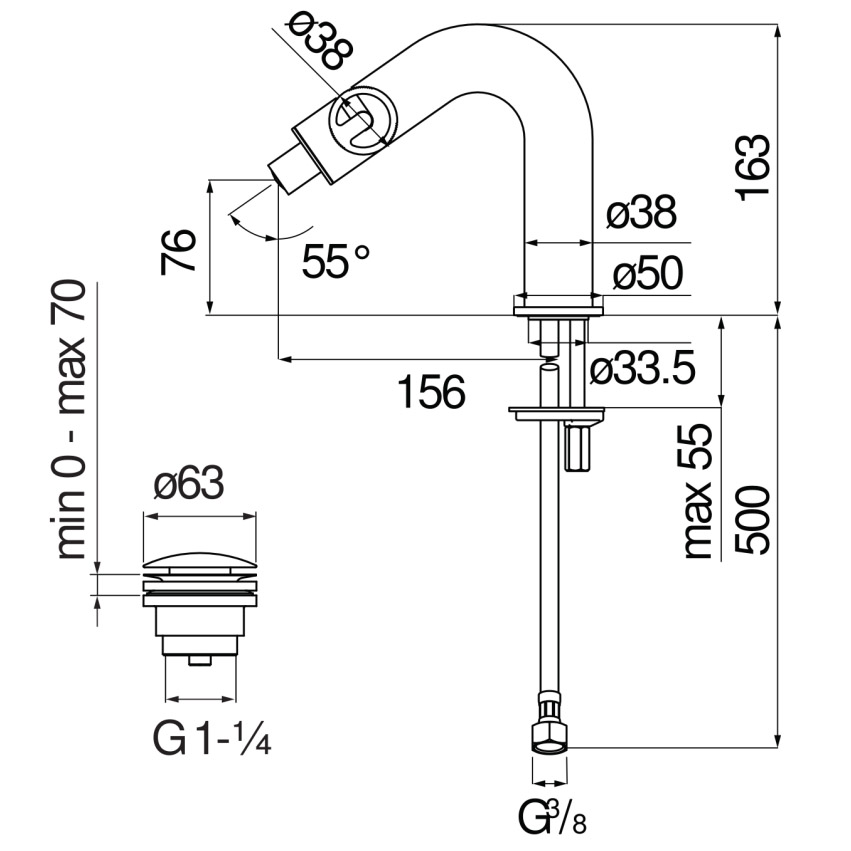Смеситель для биде Serel SOLE шлифованный хром SO130119/2IX