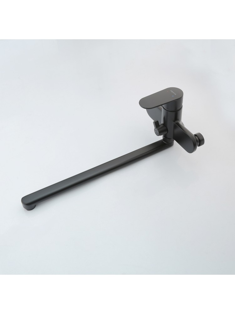 Смеситель для ванны с длинным изливом Aquanet Ника матовый черный AQ1842MB