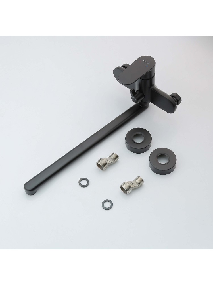 Смеситель для ванны с длинным изливом Aquanet Ника матовый черный AQ1842MB