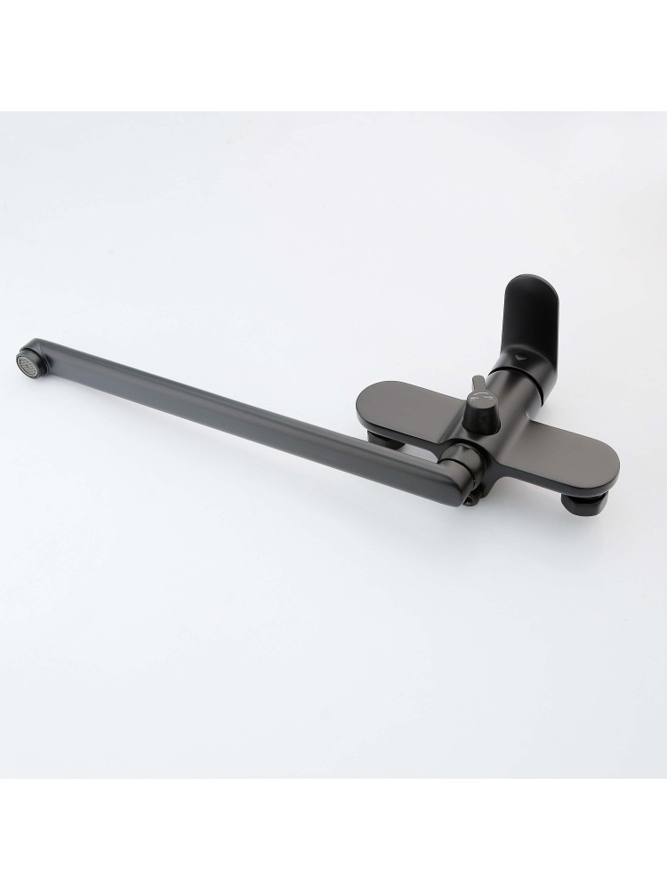 Смеситель для ванны с длинным изливом Aquanet Ника матовый черный AQ1842MB