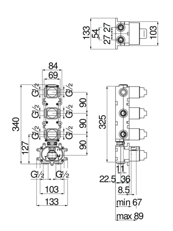 Смеситель термостатический Paffoni скрытая часть WE00104