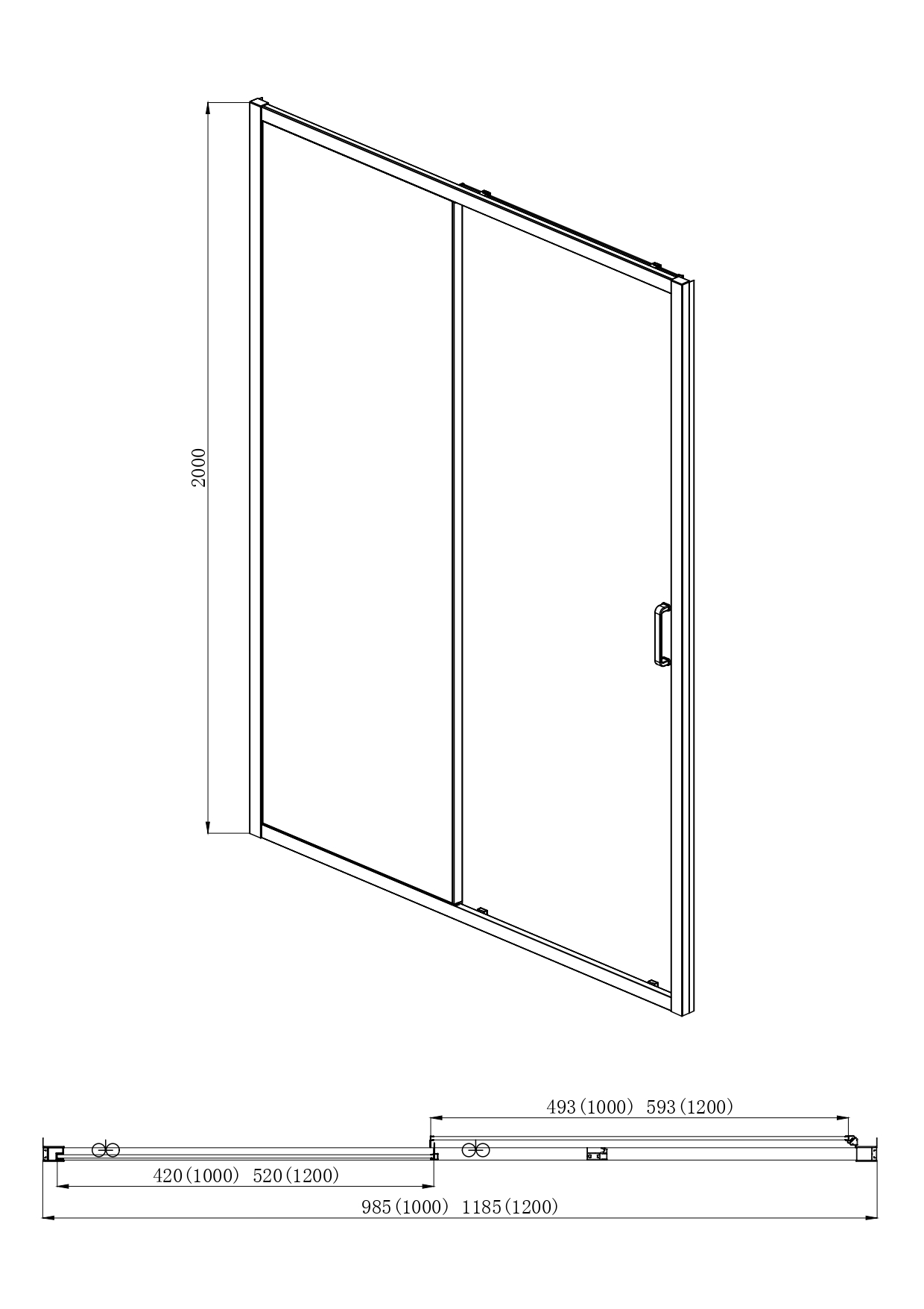Душевая дверь Aquanet Aria раздвижная 1200x2000 мм хром прозрачное стекло AQ ARI RA 12020CH