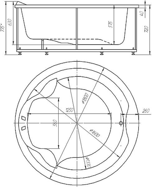Ванна акриловая Radomir Аура 180х80 см с фронтальным экраном AUR180-0000033