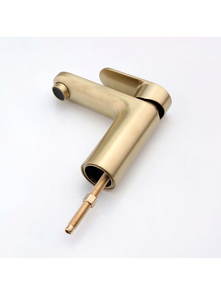 Смеситель для раковины Aquanet Ника с гигиеническим душем шлифованное золото AQ1812BG