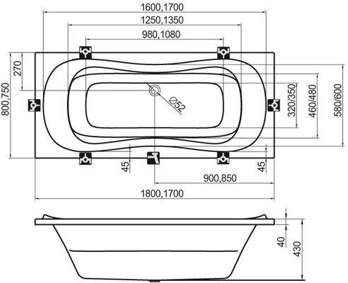 Ванна акриловая RAVAK Campanula II 180х80 см белая CB21000000