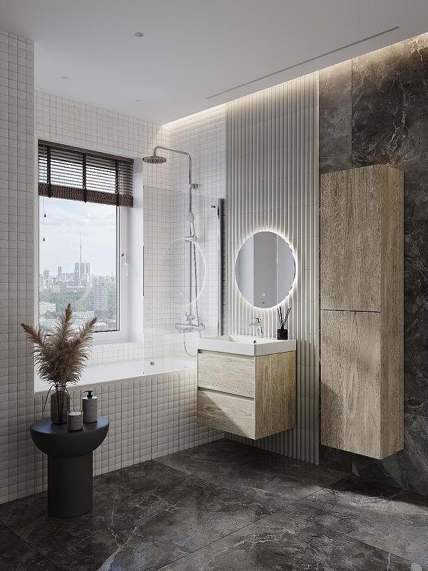 Шкаф-колонна Roca Ona реверсивная 400x300x1750 мм светлый дуб 857635512