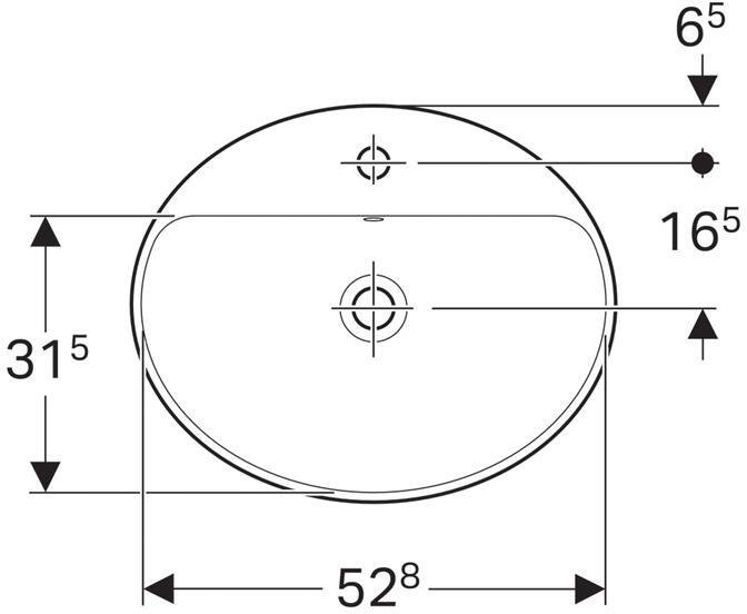 Раковина встраиваемая Geberit VariForm овальная 55х45 см с отверстием под смеситель 500.720.01.2