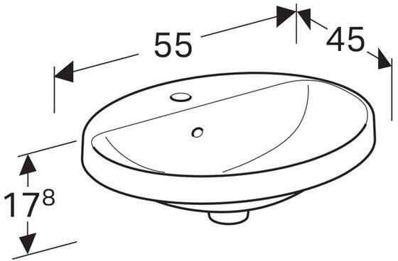 Раковина встраиваемая Geberit VariForm овальная 55х45 см с отверстием под смеситель 500.720.01.2