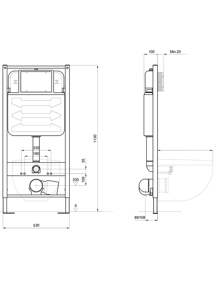 Комплект инсталляции AQUATEK ВЕГА T PNS002 рама INSP-0000001 кнопка PNS-0000002 унитаз AQ1904T-00 TORNADO