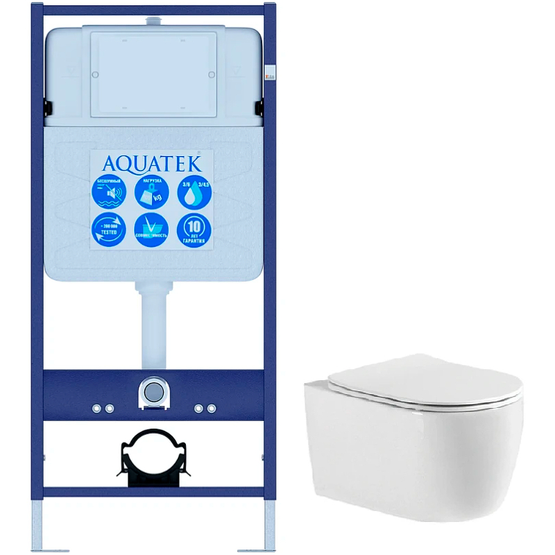Комплект инсталляции с унитазом AQUATEK ЕВРОПА cm (рама INS-0000012, унитаз AQ1900-00 soft-close) ЕВРОПА cm