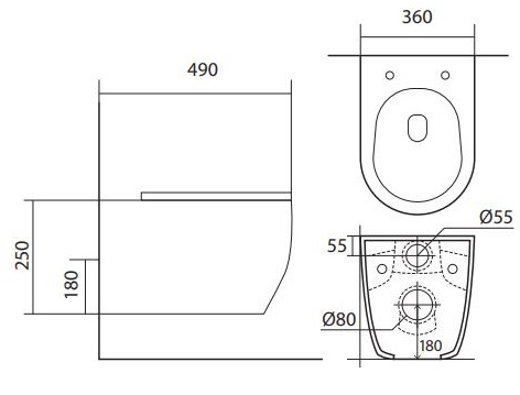 Унитаз подвесной безободковый Aquanet Европа 490x360x250 мм сиденье микролифт AQ1106-00